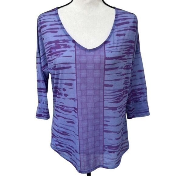 Prana Purple Aleah 3/4 Sleeve V-Neck Lightweight Shirt Pullover Top Size Small - Picture 2 of 7